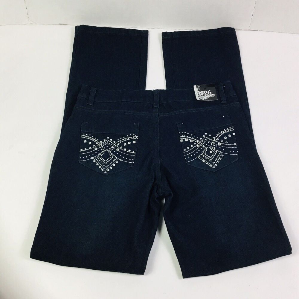 1826 Jeans Womens Size 9 Rinestones Designer Jeans Stretch Blue‎ Low rise Pants